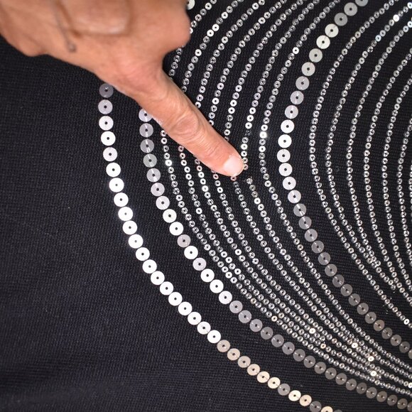 Cache Black Sequin Blouse Size M Embellished Sparkle Top Party Evening Glam - Picture 16 of 16